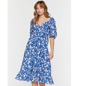 Forever 21 Floral Puff Sleeve MIDI Dress